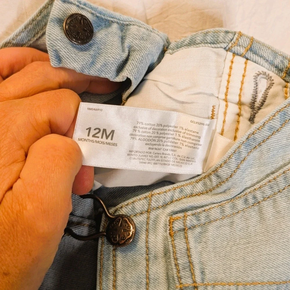 OshKosh B'gosh 12 month Overalls Cowgirl Cowboy Western Farmer Light Blue Denim - Picture 4 of 8